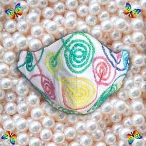 Hand Embroidered Rainbow Swirl Face Mask